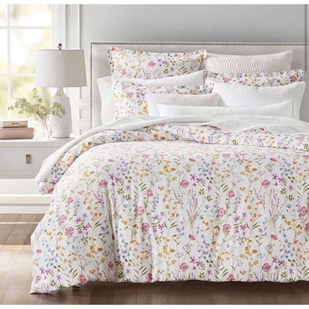 Sky Wildflowers Cotton KING Duvet Cover & 2 KING Shams NEW